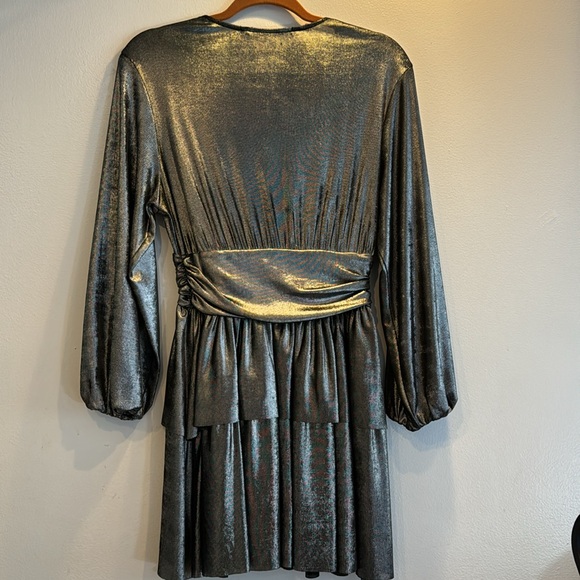 SALE‼️Zara Metallic Ruffle Mini Dress size Small - Picture 5 of 7